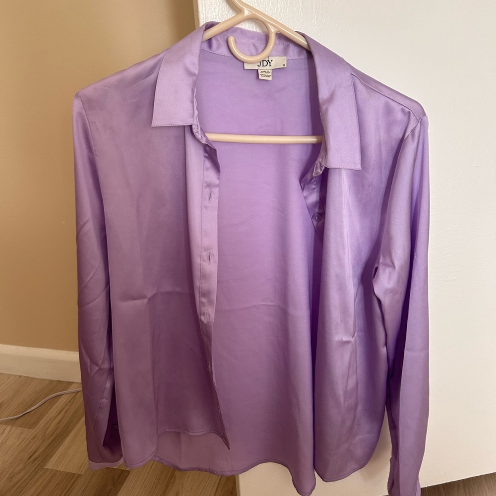 Purple Satin Button-Up Shirt